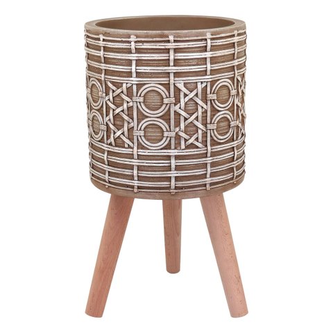 Cachepô Resina Vaso Decorativo Enfeite Casa Planta 54x30x30cm Bege