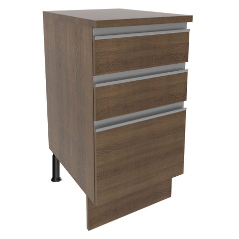 Balcão Madesa Glamy 40 cm 3 Gavetas Rustic Cor:Rustic