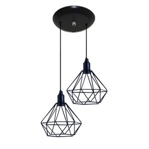 Pendente Aramado Modelo Diamante - 2 Juntos -Preto