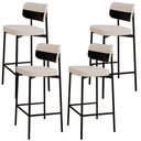 Ver imagem 1 de Kit 04 Banquetas Alta Bar Cozinha Sala de Jantar Aço Preto Kaira C01 Linho Palha Courino Preto - Lya