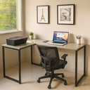 Ver imagem 1 de Mesa Escritório em L Escrivaninha Industrial de Canto 100% Mdf Premium Cinza e Aço