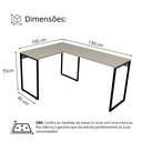 Ver imagem 4 de Mesa Escritório em L Escrivaninha Industrial de Canto 100% Mdf Premium Cinza e Aço