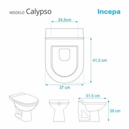 Assento Sanitário Calypso Cinza Platina Para Louça Incepa - 2