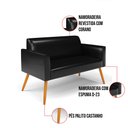 Ver imagem 6 de Sofá Namoradeira com 2 Poltronas Pés Palito Castanho Marisa Corano Preto D03 - D'Rossi