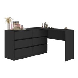 Penteadeira de Canto 120cm 6 Gavetas Flex Multimóveis Mp4404 Preto - 2 Penteadeira de Canto 120cm 6 Gavetas Flex Multimóveis Mp4404 Preto - 2