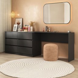Penteadeira de Canto 120cm 6 Gavetas Flex Multimóveis Mp4404 Preto - 5 Penteadeira de Canto 120cm 6 Gavetas Flex Multimóveis Mp4404 Preto - 5