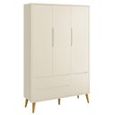 Ver imagem 1 de Guarda-Roupa Retrô 3 Portas Théo New Areia Fosco com Madeira - Reller