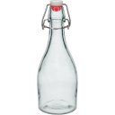 Ver imagem 1 de Garrafa Água Suco Leite Home&co com Trava na Tampa Vidro 350ml 23x8x8cm Transparente
