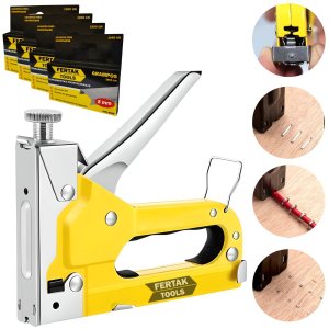 Grampeador Pinador Manual Profissional 3 em 1 Pressão + 4000 Grampos 8mm