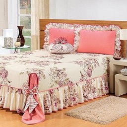 Colcha Amarilis Casal King Percal 180 Fios 05 Peças - Cereja - 1