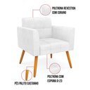 Ver mais imagens de Kit 1 Sofá Namoradeira e 2 Poltronas Elisa Corano Branco Pés Palito Castanho - D'Rossi