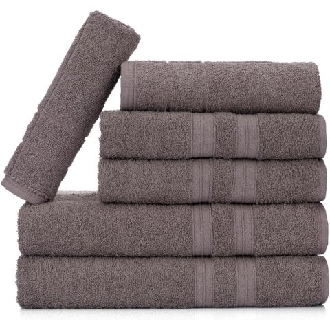 Jogo de Toalhas Gigante Itália Soft 2 Banhão + 2 Rosto + 2 Tapete Luxo 100% Algodão - Cinza