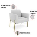 Ver imagem 3 de Poltrona Pé de Ferro Dourado para Escritório Kit 2 Marisa Linho Cinza D03 - D'Rossi