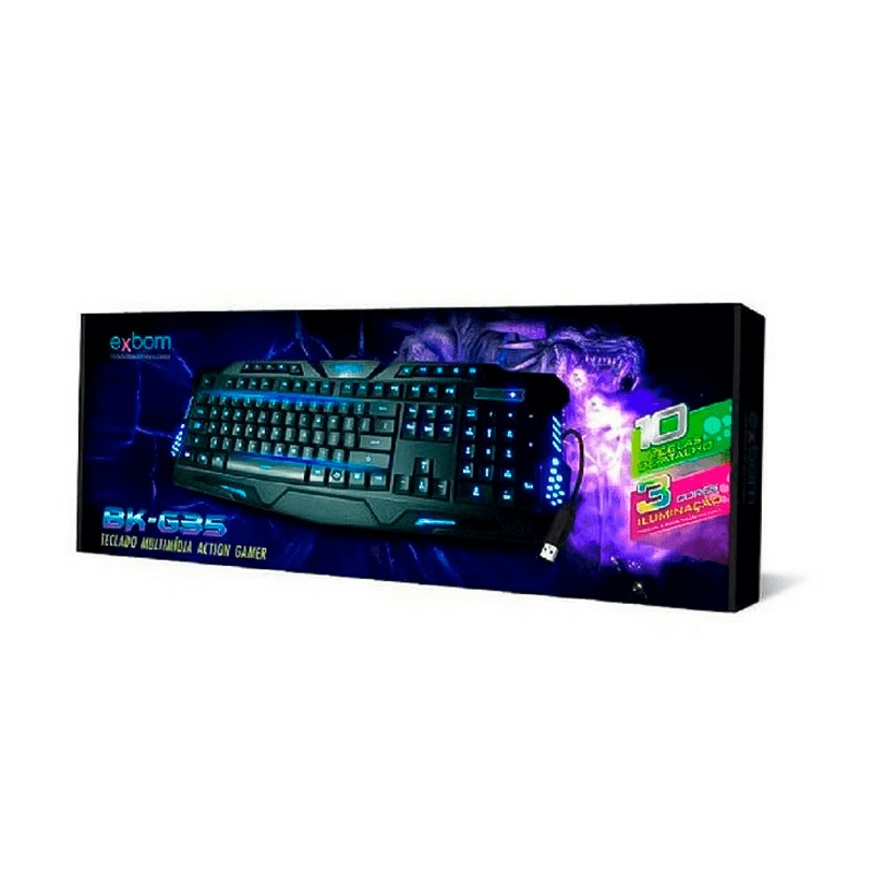 Teclado Gamer Semi Mecânico Led Iluminação Usb 3 Cores - 3