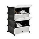 Ver imagem 1 de Guarda Roupa Modular 4 Prateleiras Sapateira Organizador Portatil Brinquedos Armario com Porta Luxo