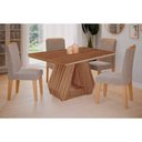 Ver imagem 1 de Conjunto: Mesa de Cozinha Ágata Tampo Madeirado 130x80cm e 4 Cadeiras Clarice Cinamomo/off White -