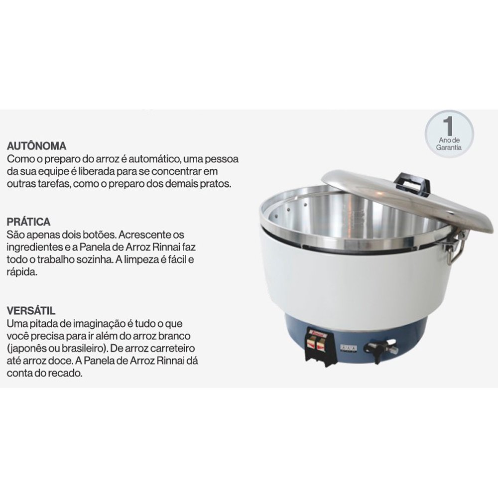 Panela de Arroz a Gás Rinnai Modelo Rr 50 a para Glp - 6