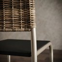 Ver imagem 4 de Kit 4 Cadeiras Atlanta Corino Tempest Preto e Rattan Carvalho Tubo Champanhe