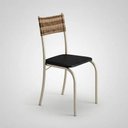 Ver imagem 3 de Kit 4 Cadeiras Atlanta Corino Tempest Preto e Rattan Carvalho Tubo Champanhe