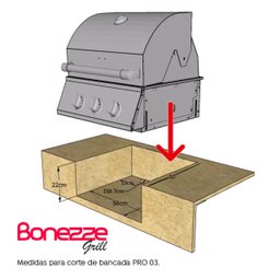 Churrasqueira à Gás Embutir Bonezze Pro 3(Gás GLP ou Botijão) - 6