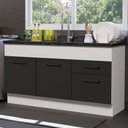 Ver imagem 2 de Balcão de Pia Madesa Agata 150 cm 2 Portas e 2 Gavetas (Sem Tampo e Pia) Branco/Preto Cor:Branco Pre