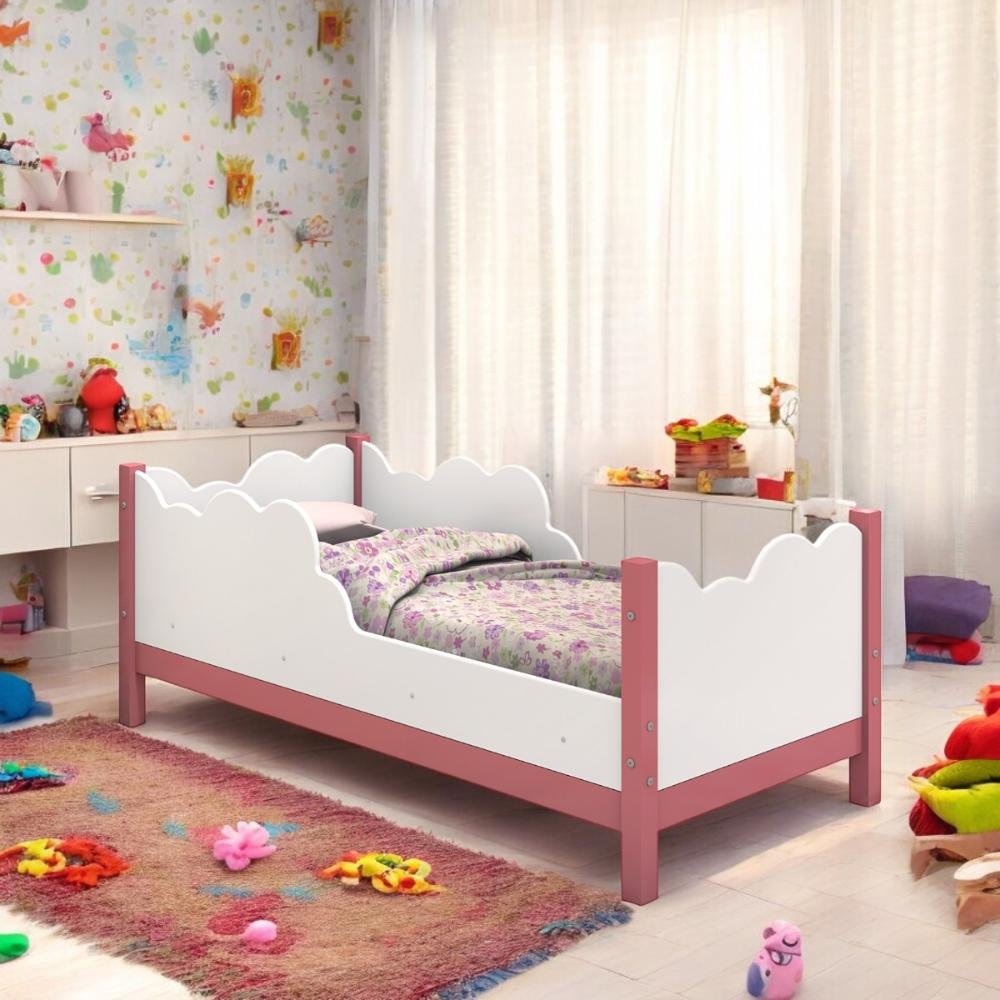 Cama Juvenil em Nuvem Cristal Branca e Rosa com Colchão | MadeiraMadeira