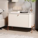 Ver imagem 2 de Kit 2 Mesa de Cabeceira Quarto Tucupí 1 Porta e Pés de Metal Off White/bronze