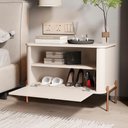 Ver imagem 3 de Kit 2 Mesa de Cabeceira Quarto Tucupí 1 Porta e Pés de Metal Off White/bronze