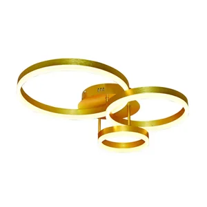 Plafon de Sobrepor Led 56w 4200lm 3000k Bivolt Metal Dourado e Acrílico 20x30x40cm