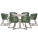 Ver imagem 1 de Mesa com 6 Cadeiras de Jantar Roma 120cm e Noronha em Alumínio Marrom Corda Náutica Estofado 7 Trama