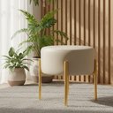 Ver imagem 1 de Puff Puff Banqueta Decorativa Industrial Dourado Iron Sintético Pu Bege D03 - D’Rossi