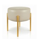 Ver imagem 2 de Puff Puff Banqueta Decorativa Industrial Dourado Iron Sintético Pu Bege D03 - D’Rossi