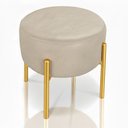 Ver imagem 3 de Puff Puff Banqueta Decorativa Industrial Dourado Iron Sintético Pu Bege D03 - D’Rossi