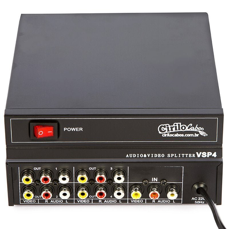 Distribuidor Vídeo Splitter RCA 1 para 4 - Cirilo Cabos - 1