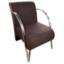 Ver imagem 1 de Poltrona Decorativa Predoli Braço de Alumínio Suede, Recepção, Sala, Quarto, Barbeiro, Consultório:m