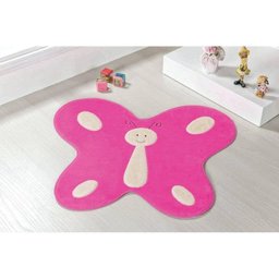 Tapete Infantil em Formato Big de Borboleta Feliz 114x88cm Pink - 2 Tapete Infantil em Formato Big de Borboleta Feliz 114x88cm Pink - 2