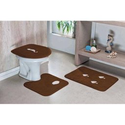 Jogo de Banheiro Bordado Fundo do Mar 3 Peças - Café - 2