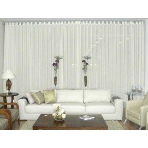 Cortina Voil Pérola Sala Quarto 6,00x2,80 Ilhós Cromado