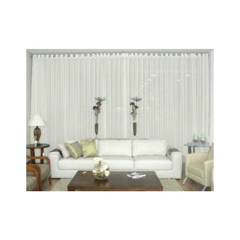 Cortina Voil Pérola Sala Quarto 6,00x2,80 Ilhós Cromado