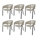 Ver imagem 1 de Kit 6 Cadeiras Sol Corda Náutica Base em Alumínio Preto/areia