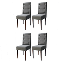 Ver imagem 1 de Kit 4 Cadeiras Sala de Jantar Estofadas Eloísa Veludo Cinza (liz Maria)