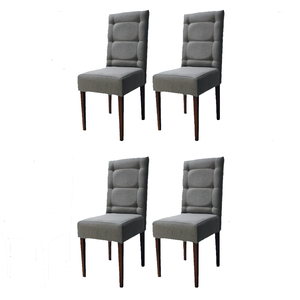 Kit 4 Cadeiras Sala de Jantar Estofadas Eloísa Veludo Cinza (liz Maria)