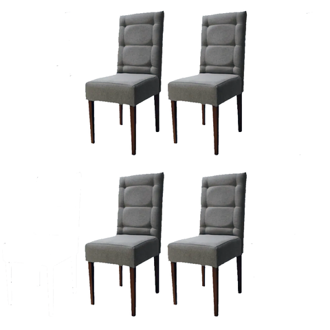 Kit 4 Cadeiras Sala de Jantar Estofadas Eloísa Veludo Cinza (liz Maria)