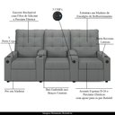 Ver imagem 4 de Poltrona do Papai Reclinável Sala de Cinema Movie 3 Lugares Manual Baú USB PU Cinza Gran Belo Movie