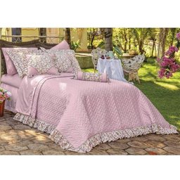 Kit Cobre Leito King Bella Flor Microfibra 180 Fios 3 Peças Rosê - Vilela Enxovais - 1