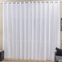 Ver imagem 1 de Cortina 2 Mts Sala Quarto Escritório Ráfia Trilho Comum Baratissima Branca - 100% Poliéster