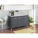 Ver imagem 2 de Balcão Gabinete para Pia Gabriela sem Tampo 120cm 3 Portas 1 Gaveta Cinza Fosco