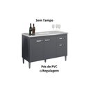 Ver imagem 3 de Balcão Gabinete para Pia Gabriela sem Tampo 120cm 3 Portas 1 Gaveta Cinza Fosco