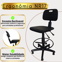 Ver imagem 7 de Cadeira Industrial Ergonômica NR17 Giratória Profissional PU Aro Apoio Pés Sapata Fixa