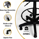 Ver mais imagens de Cadeira Industrial Ergonômica NR17 Giratória Profissional PU Aro Apoio Pés Sapata Fixa